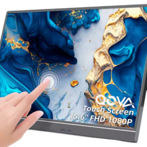 Monitor Portabil Tactil de 15.6" Full HD 1080p, 10 Puncte Touchscreen, USB-C/HDMI, HDR, Ultra Subtire 9.3mm, Difuzoare Stereo, Stativ Incorporat – Compatibil Laptop, Telefon, Consola Gaming, Protectie Ochi, Carcasa Metalica